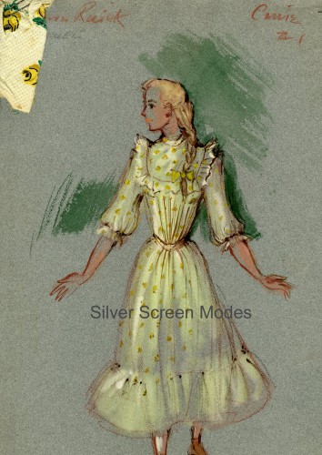 Costume sketch by Mary Wills of Barbara Ruick as Carrie